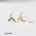 Korean Fish Tail Earrings Gold Plated Lightweight Comfortable