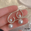 Korean Style Pearl Earrings U-Shape Silver Gold