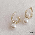 Korean Style Pearl Earrings U-Shape Silver Gold