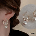 Korean Style Pearl Earrings U-Shape Silver Gold