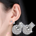 Silver Plated Four Claw Stud Earrings with Zircon Stones