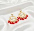 Love Gold Earrings Black Crystal Floral Design