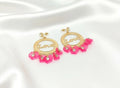 Love Gold Earrings Black Crystal Floral Design