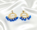 Love Gold Earrings Black Crystal Floral Design