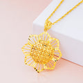 Gold Sunflower Pendant Necklace for Women Retro Ethnic Jewelry