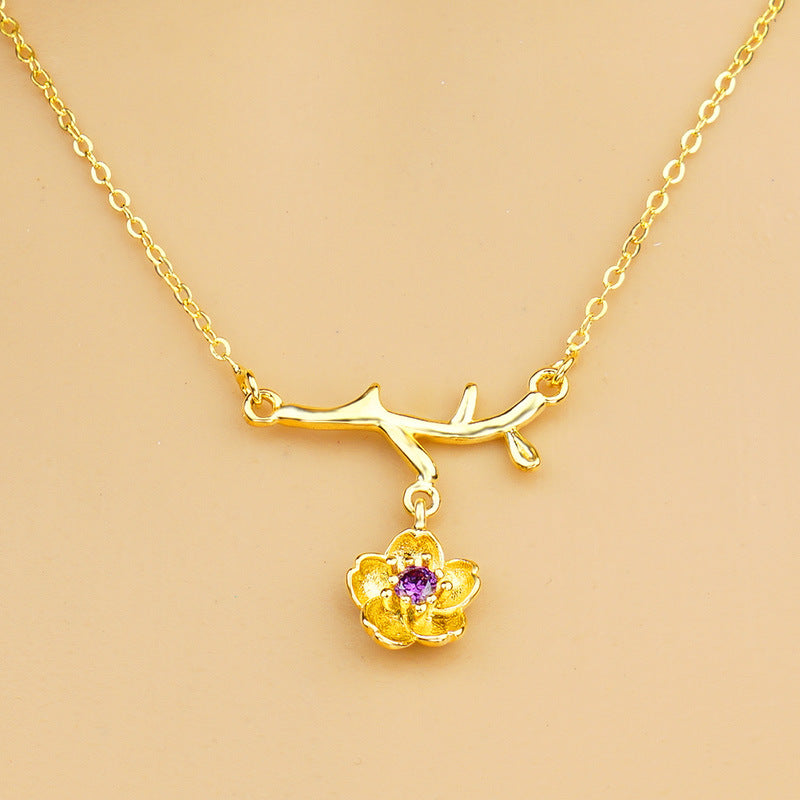 Women Gold-Plated Daisy Jewelry Set Necklace Ring Earrings