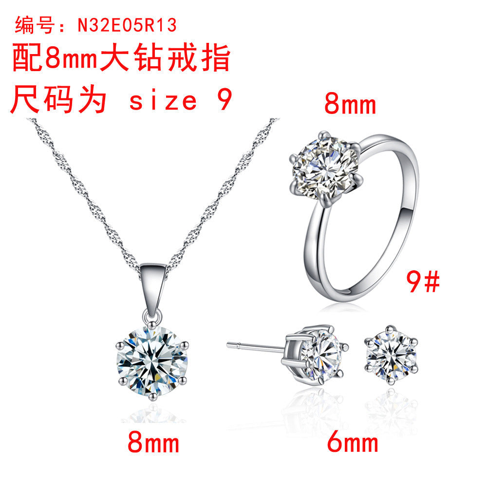 Korean Style Zircon Stone Bridage Set Silver