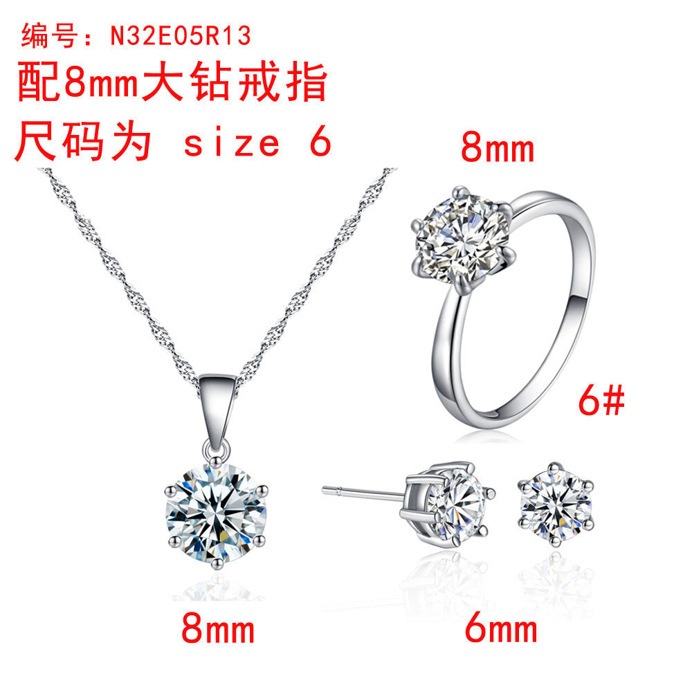 Korean Style Zircon Stone Bridage Set Silver