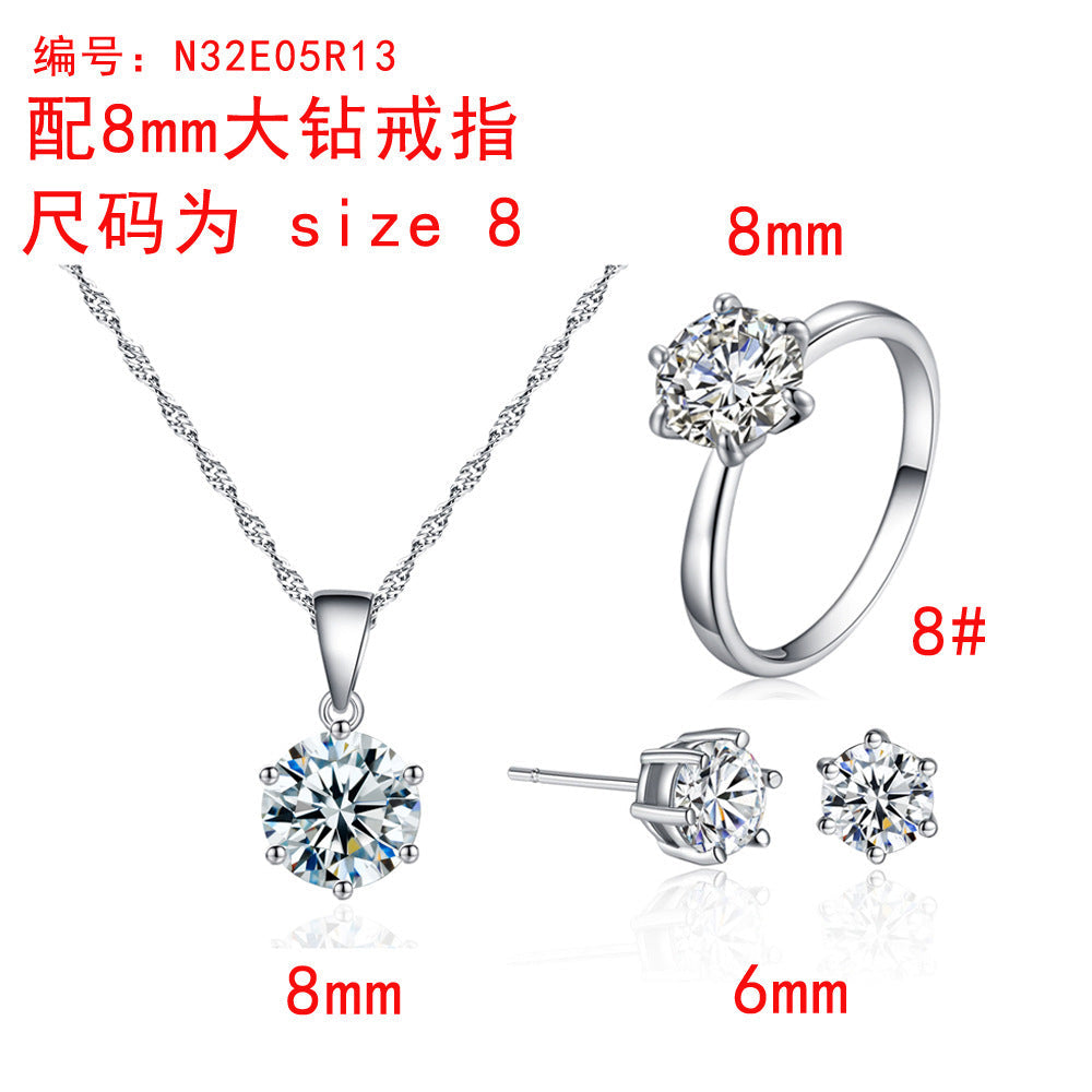 Korean Style Zircon Stone Bridage Set Silver