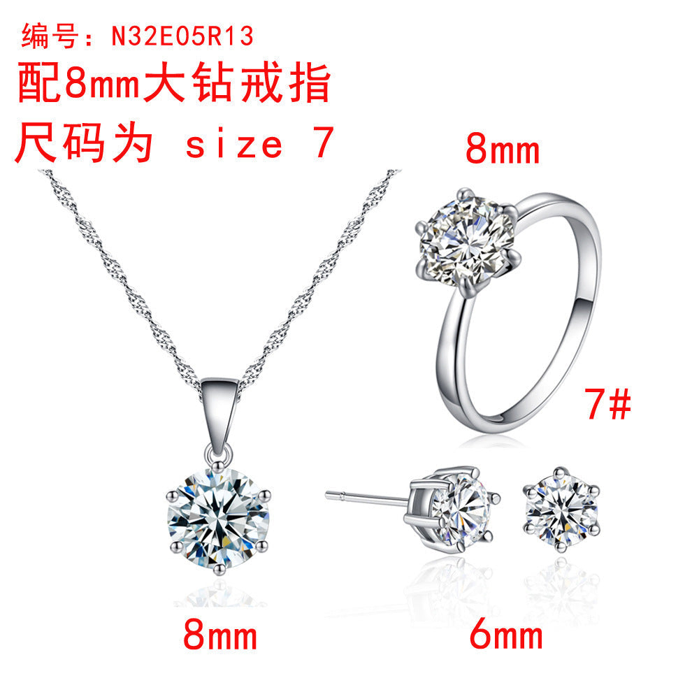 Korean Style Zircon Stone Bridage Set Silver