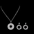 Silver Circle Pendant & Earrings Set with Diamonds