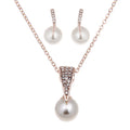 Rose Gold Pearl & Diamond Bridal Necklace Set