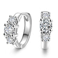 Three Diamond Zircon Earrings White Gold Pakistani Women