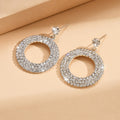 Silver Circle Pendant & Earrings Set with Diamonds
