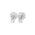 Silver Plated Four Claw Stud Earrings with Zircon Stones