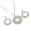 Silver Circle Pendant & Earrings Set with Diamonds